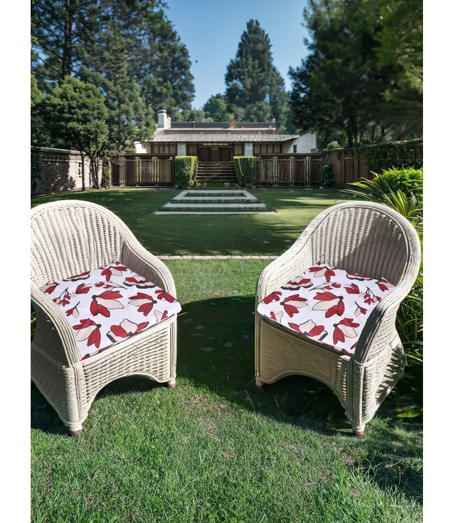 LILY OUTDOOR 2pk CHAIR PAD PRINTED RED 17x17"