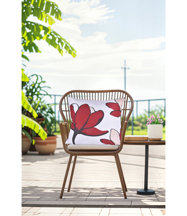 LILY OUTDOOR CUSHION PRINTED RED 17x17"