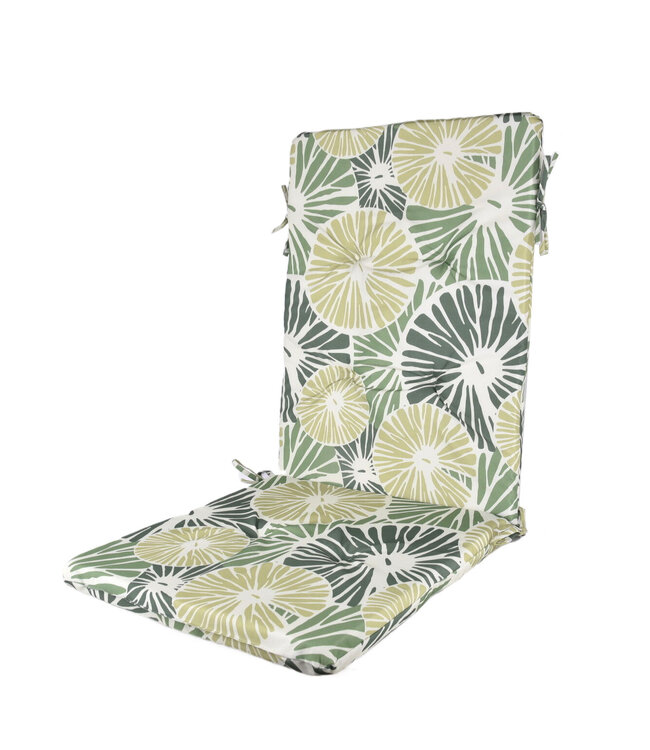 LIME OUTDOOR 2pk HIGH BACK CHAIR PAD PRINTED GREY 42x17"