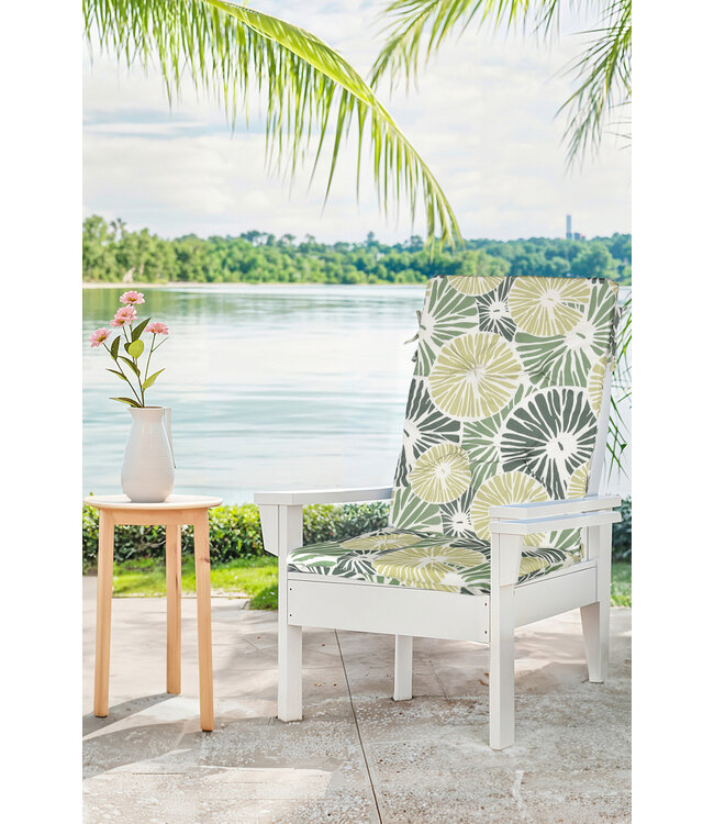 LIME OUTDOOR HIGH BACK CHAIR PAD PRINTED GREEN 42x17"