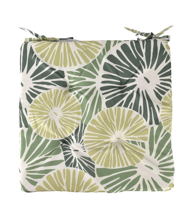 LIME OUTDOOR 2pk CHAIR PAD PRINTED GREEN 17x17"