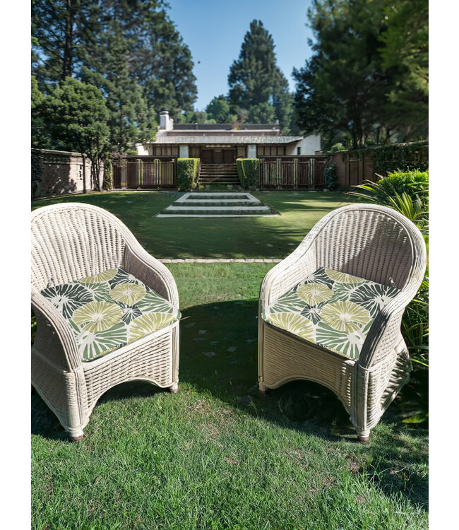 LIME OUTDOOR 2pk CHAIR PAD PRINTED GREEN 17x17"