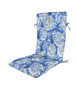 PINEAPPLE OUTDOOR 2pk HIGH BACK CHAIR PAD PRINTED BLUE 42x17"