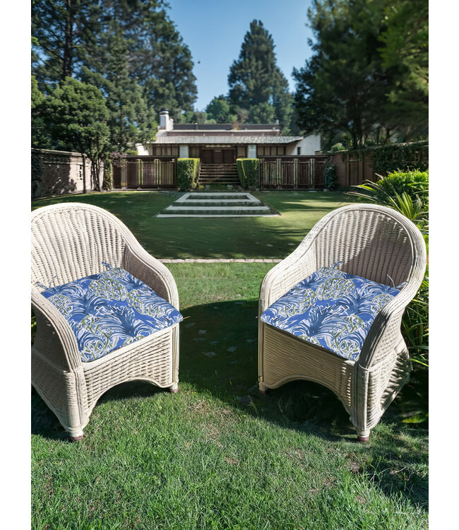 PINEAPPLE OUTDOOR 2pk CHAIR PAD PRINTED BLUE 17x17"