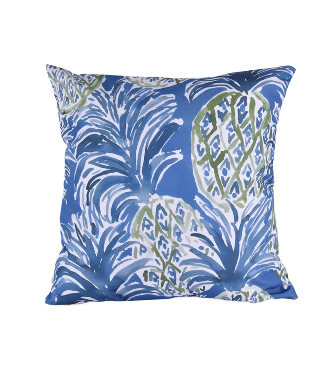 PINEAPPLE OUTDOOR CUSHION PRINTED BLUE 17x17"