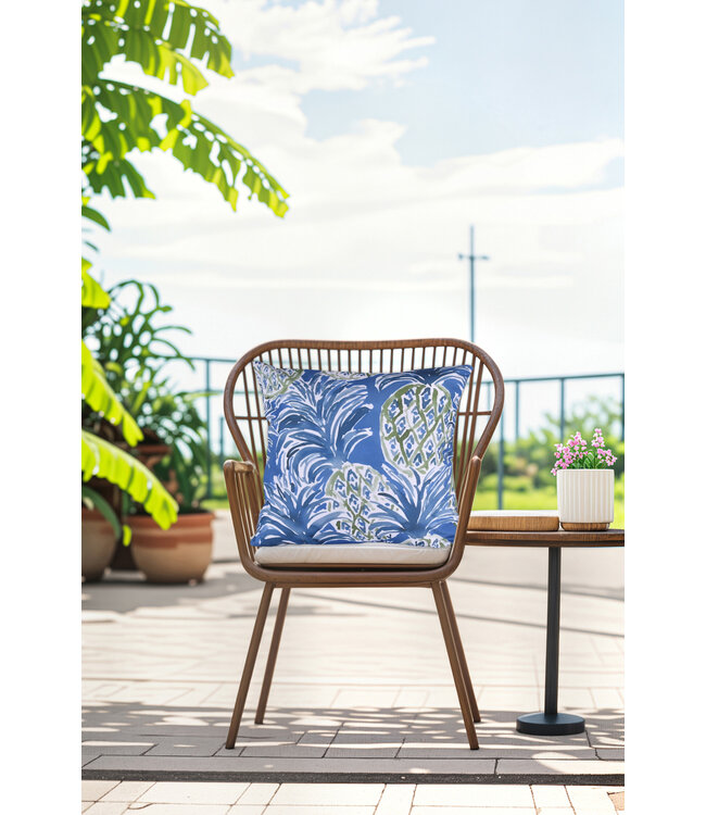 PINEAPPLE OUTDOOR CUSHION PRINTED BLUE 17x17"