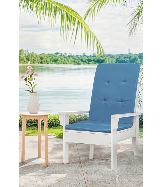 PINEAPPLE OUTDOOR HIGH BACK CHAIR PAD SOLID BLUE 42x17"