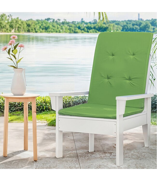 LIME OUTDOOR HIGH BACK CHAIR PAD SOLID GREEN 42x17"
