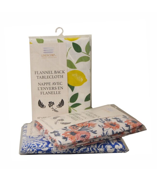 PEVA FLANNEL BACK TABLECLOTH AST