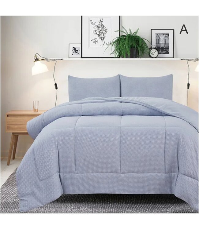 ADRIEN LEWIS WILLIAM WAFFLE 3PC COMFORTER SET AST QUEEN