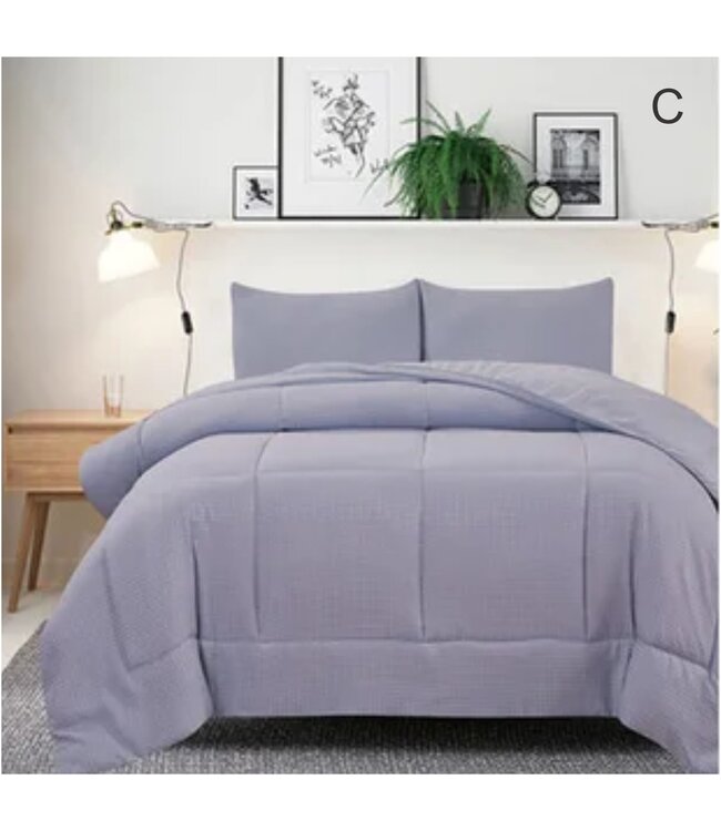 ADRIEN LEWIS WILLIAM WAFFLE 3PC COMFORTER SET AST QUEEN