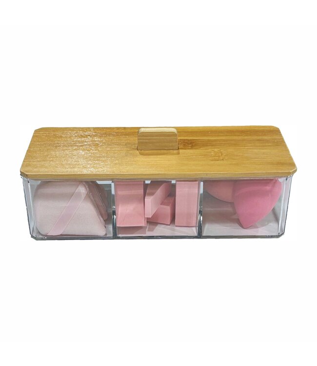 BEAUTY SPONGE ORGANIZER SET w/BAMBOO LID