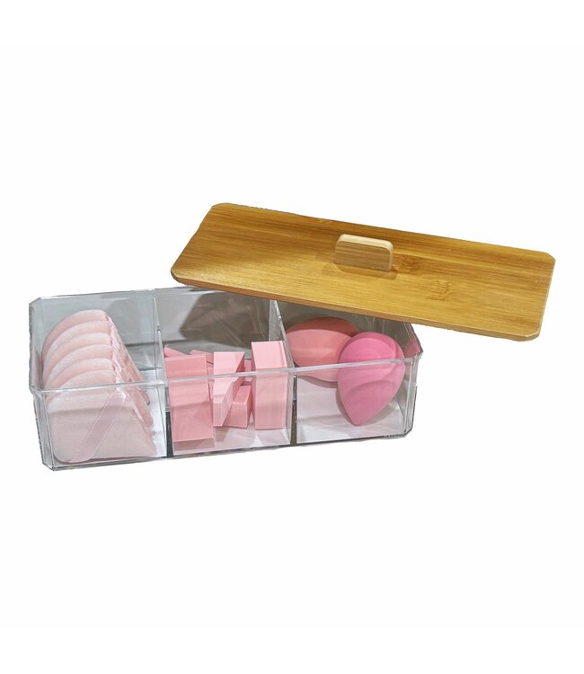 BEAUTY SPONGE ORGANIZER SET w/BAMBOO LID