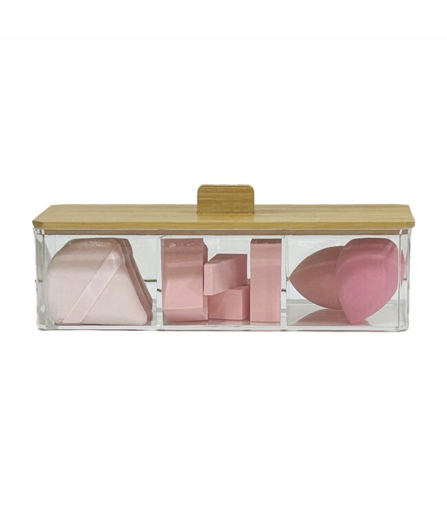 BEAUTY SPONGE ORGANIZER SET w/BAMBOO LID