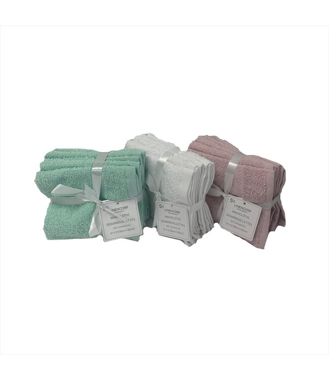5pk SOLID FACE CLOTH AST 12X12"