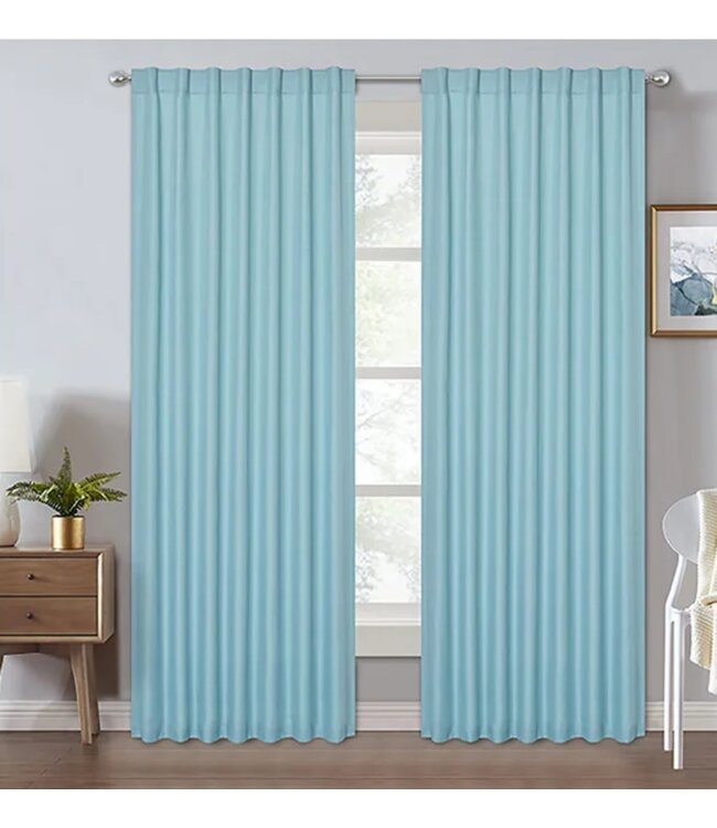 LAUREN TAYLOR 2 PK JACOB BACKTAB LINED FAUX LINEN WINDOW PANELS 52X84"