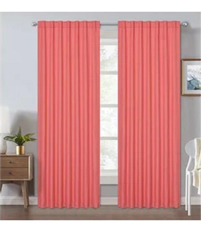 LAUREN TAYLOR 2 PK JACOB BACKTAB LINED FAUX LINEN WINDOW PANELS 52X84"