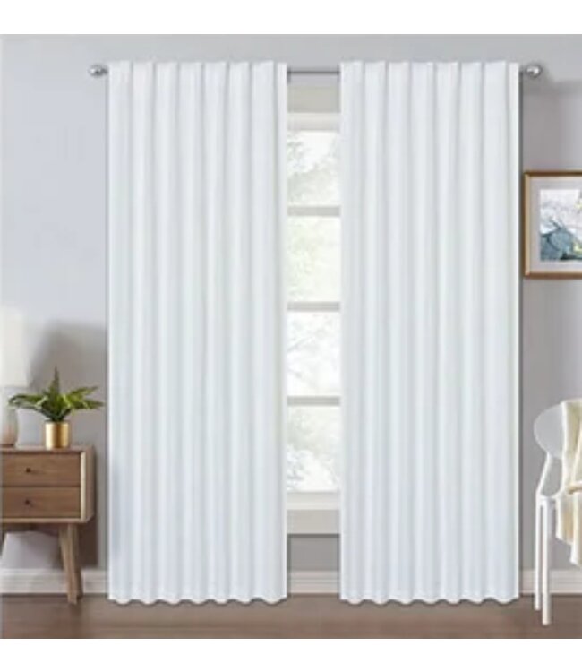 LAUREN TAYLOR 2 PK JACOB BACKTAB LINED FAUX LINEN WINDOW PANELS 52X84"