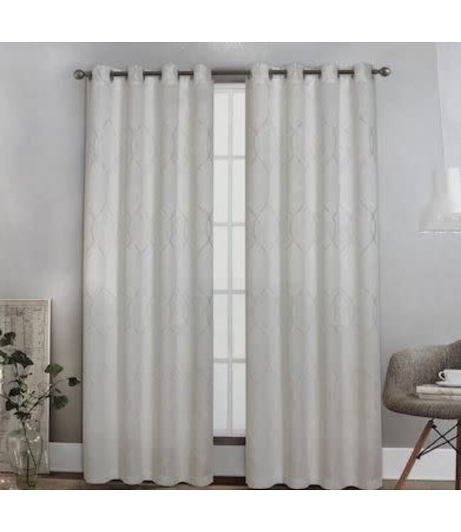 ZENA HOBNAIL TRELLIS SHEER WINDOW PANELS 52x84" WHITE