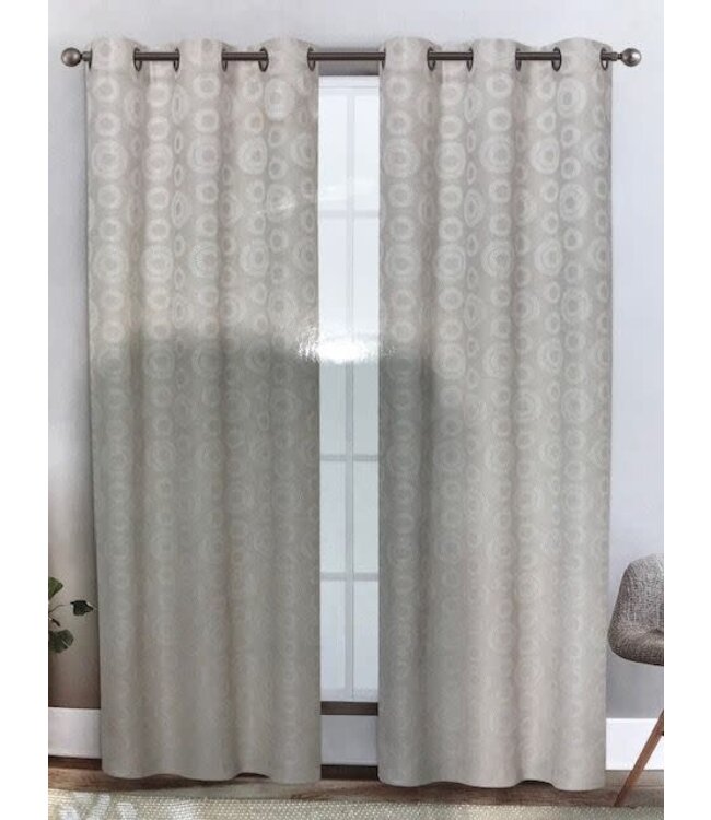 ANABELLE 2pk CIRCLE JACQUARD GROMMET TOP WINDOW PANELS 38x84"