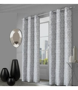 ANABELLE 2pk CIRCLE JACQUARD GROMMET TOP WINDOW PANELS 38x84"