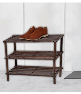 STUDIO 707 3 TIER WOODEN SHOE RACK w/ROD LEGS 25X10X19"
