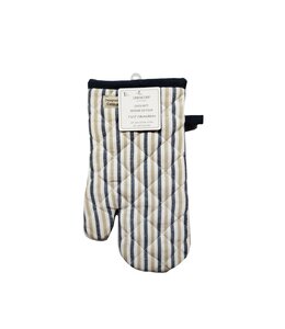 DENIM STRIPE OVEN MITT BLUE/TAUPE 7X12"