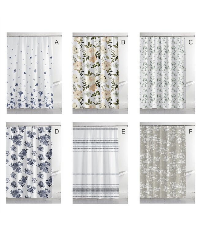 PRINTED FABRIC SHOWER CURTAIN AST 70X72