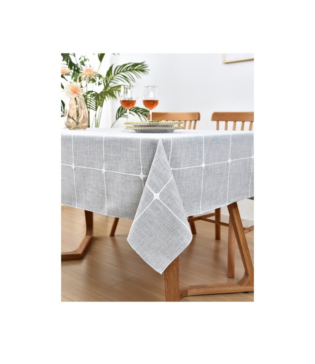 VENICE JACQUARD EMBROIDERED TABLECLOTH GREY/WHITE