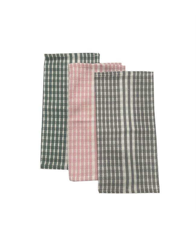 WAFFLE KITCHEN TOWEL 18X28" AST (Green OR Pink OR Grey)