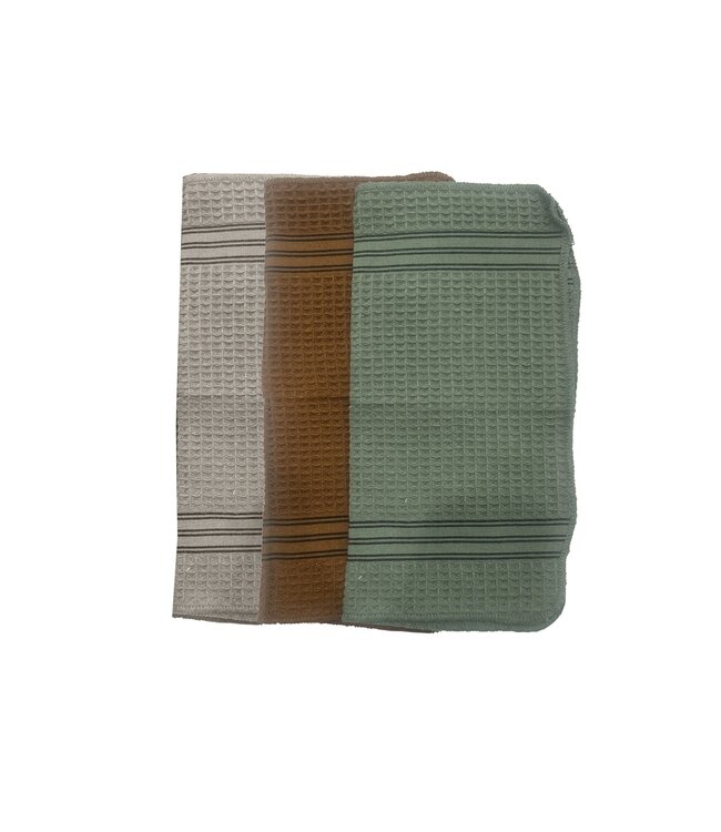 WAFFLE KITCHEN TOWEL 18X28" AST (Green OR Brown OR Grey)