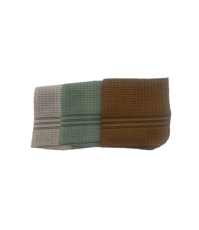 WAFFLE 2Pk DISH CLOTHS 14X14" AST (Green OR Brown OR Grey)