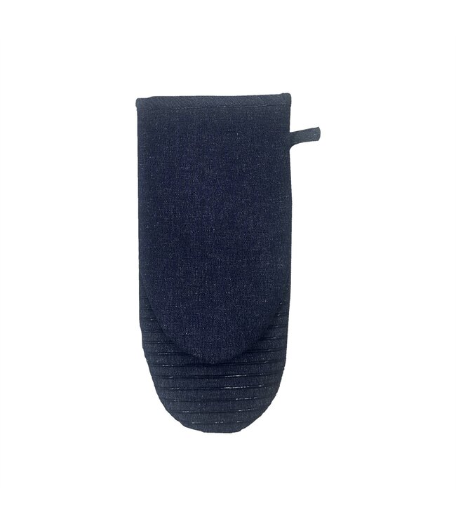 DENIM SILICONE OVEN MITT BLUE 6X13"