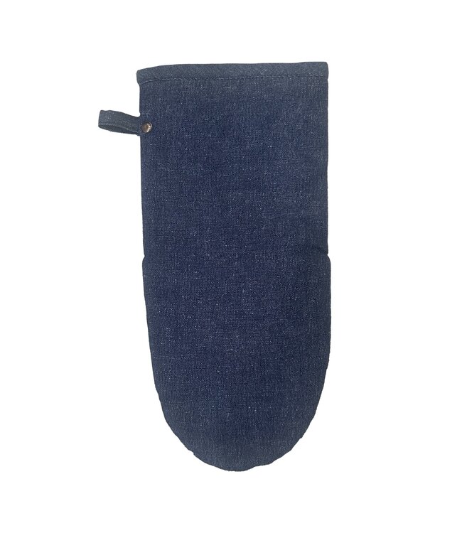 DENIM SILICONE OVEN MITT BLUE 6X13"