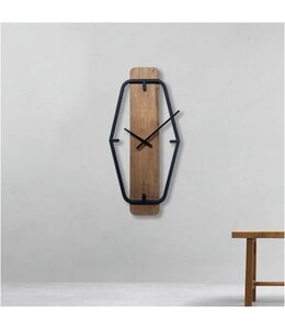 LAUREN TAYLOR WALL CLOCK IN METAL/WOOD BLACK HEXAGON 20X9.5X2"