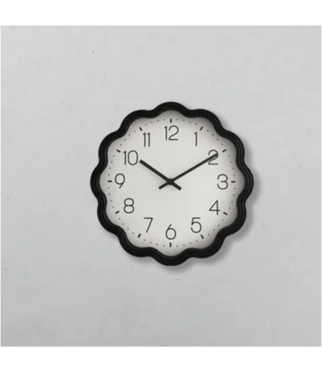 LAUREN TAYLOR ROUND WAVY FRAME WALL CLOCK BLACK 12"