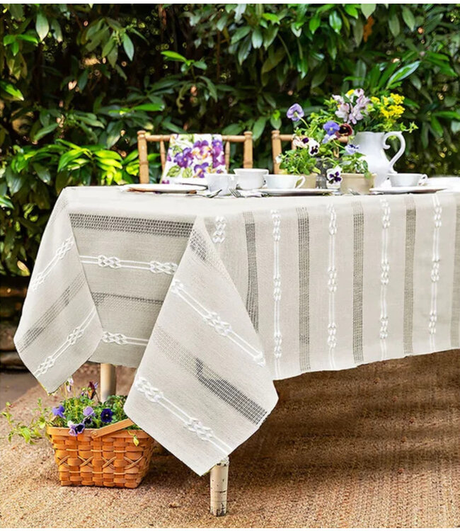 LAUREN TAYLOR TUSCANY JACQUARD EMBROIDERED TABLECLOTH