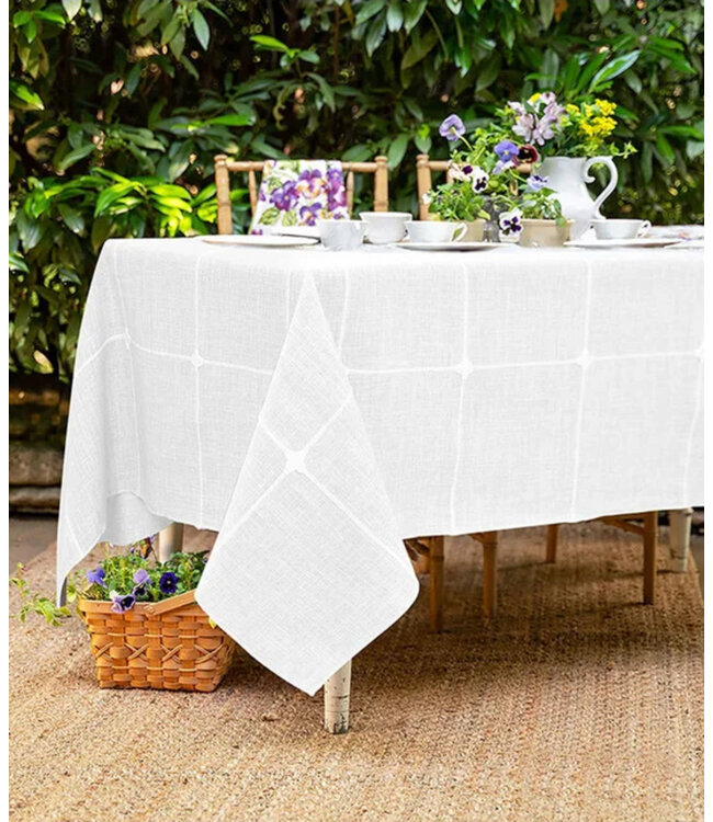 LAUREN TAYLOR VENICE JACQUARD EMBROIDERED TABLECLOTH