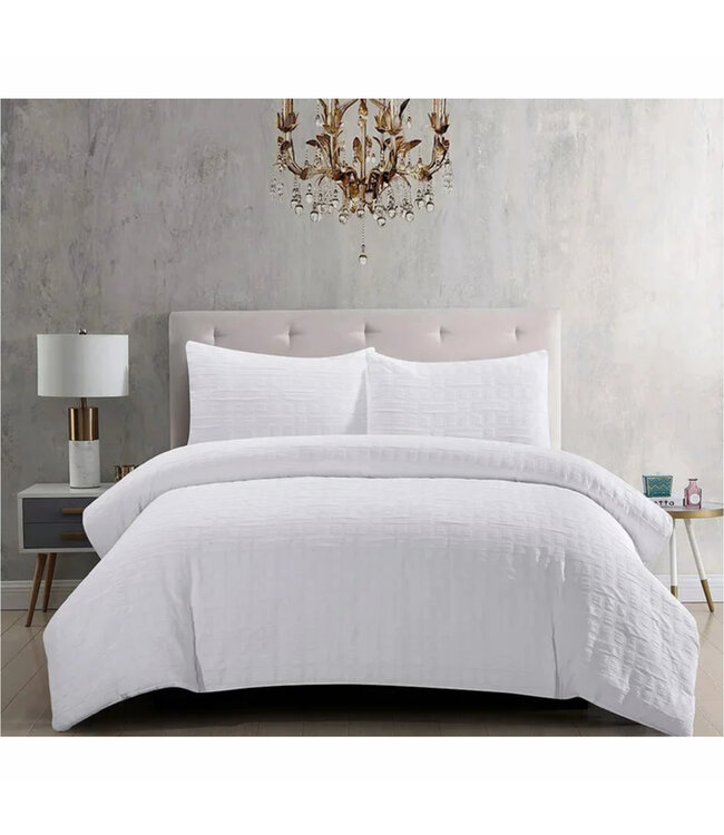 LAUREN TAYLOR MAYA 3pc JACQUARD COMFORTER SET WHITE