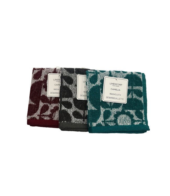 CAMELIA JACQUARD TOWELS AST (GRN or GRY or BURG)
