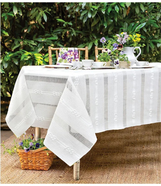 LAUREN TAYLOR TUSCANY JACQUARD EMBROIDERED TABLECLOTH