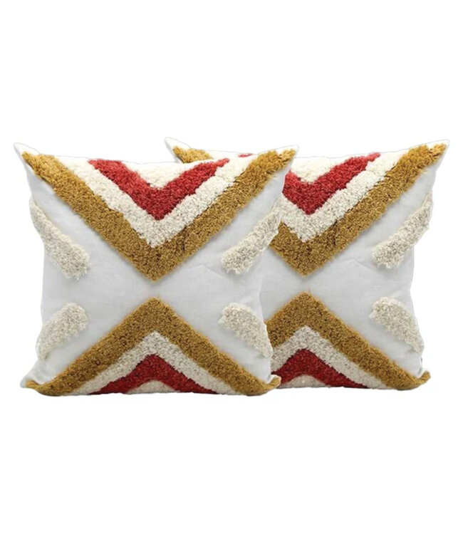 LAUREN TAYLOR SAFFRON TUFFTED COTTON CUSHIONS ORANGE 18X18"