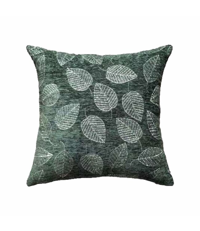 LAUREN TAYLOR CHENILLE CUSHIONS GREEN LEAVES 20X20"