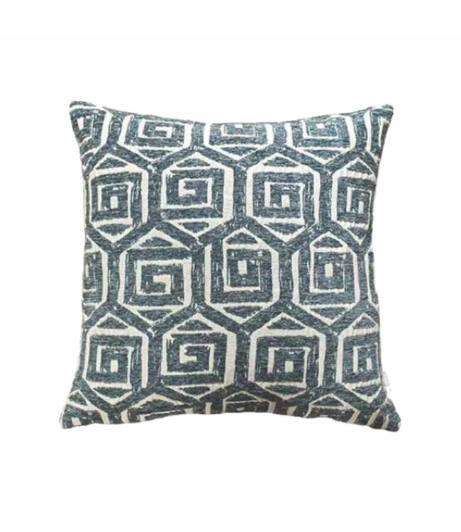 LAUREN TAYLOR CHENILLE CUSHIONS BLUE GEO 20X20"