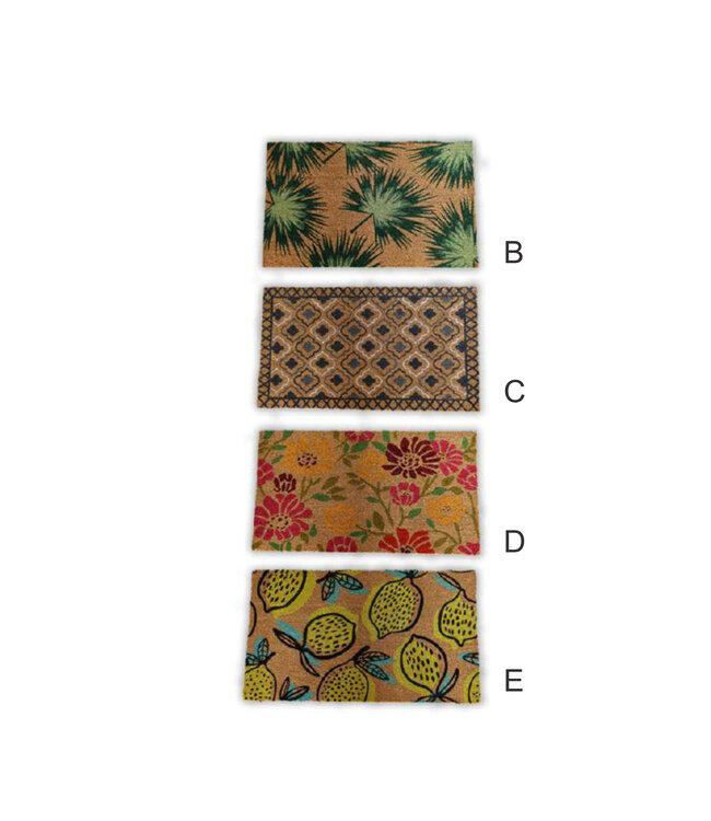 LAUREN TAYLOR COIR MAT PRINT w/PVC BACKING AST 18X30"