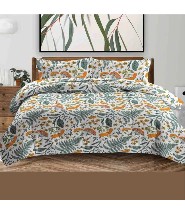 EVITA COMFORTER SET KHAKI/MUSTARD