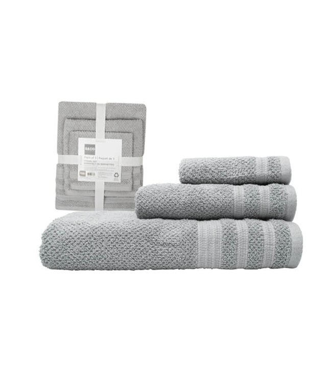 3Pc POPCORN BATH TOWEL SET