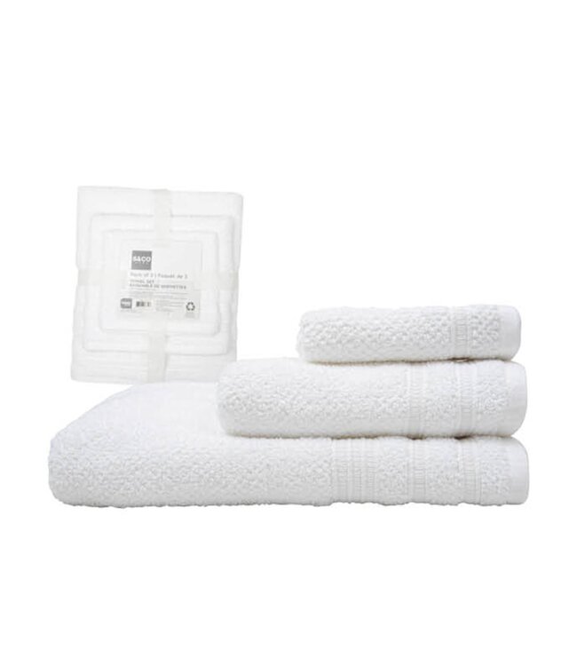 3Pc POPCORN BATH TOWEL SET