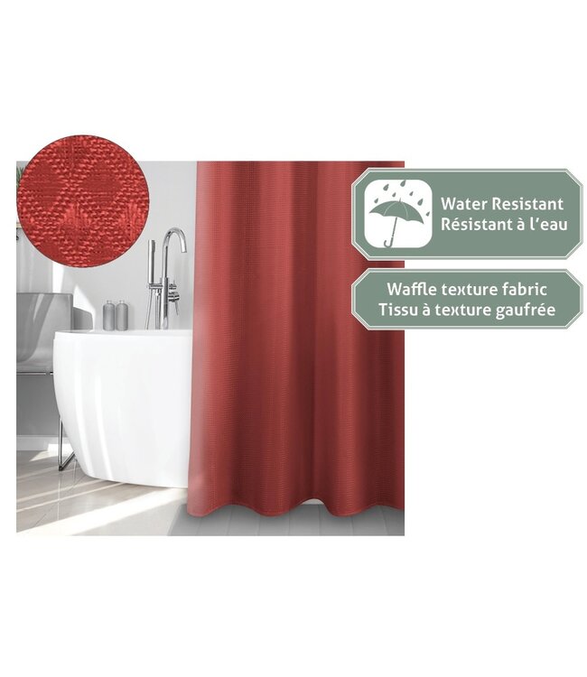 SOLID WAFFLE FABRIC SHOWER CURTAIN 70X72" RUSTIC MAPLE