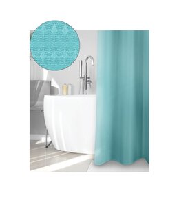 SOLID WAFFLE FABRIC SHOWER CURTAIN 70X72" AQUA